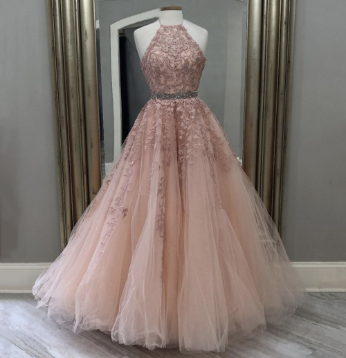 (via Home from Dreamy Dress) Pink lace long prom dress