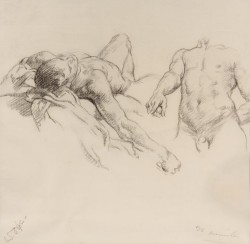 art-and-things-of-beauty:William Orpen (1878-1931) - Studies of a male nude, charcoal, 68.6 x 69.9 cm.