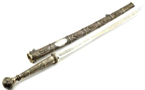 peashooter85:Silver mounted Burmese dha, 19th - 20th centuryfrom Sofe Design Auctions