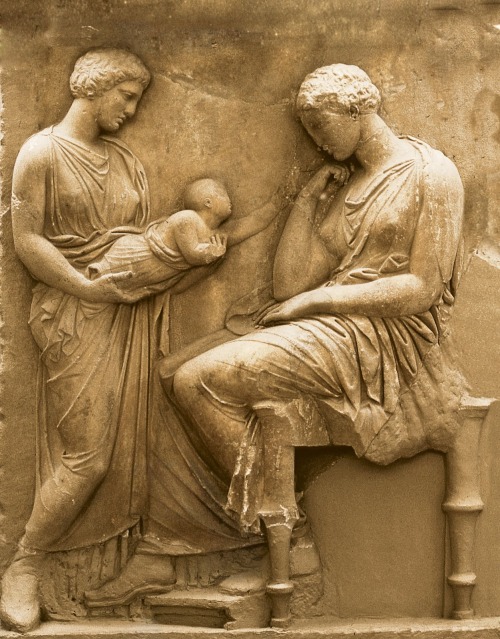historyfilia: The dangers of motherhood in Ancient GreeceA young dead mother seated on a stool looks