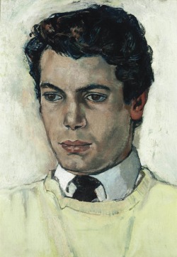 sugarmeows:   John Minton (English, 1917-1957), Portrait of a Young Man. Oil on canvas, 14 x 10 in. (35.1 x 25.4 cm.)   