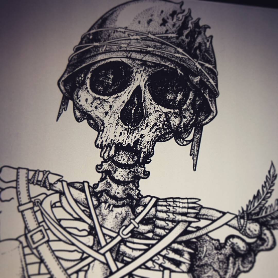 army skull drawing