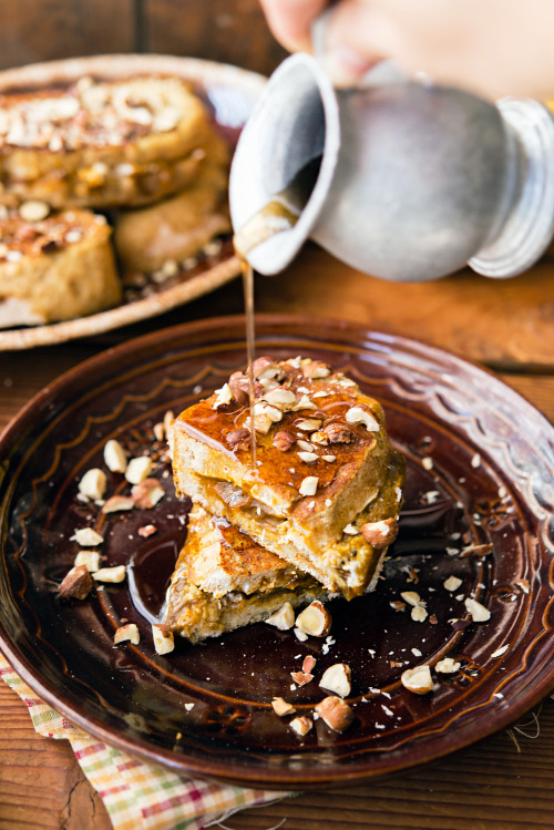 Pumpkin + Cream Cheese-Stuffed French ToastPin it for later