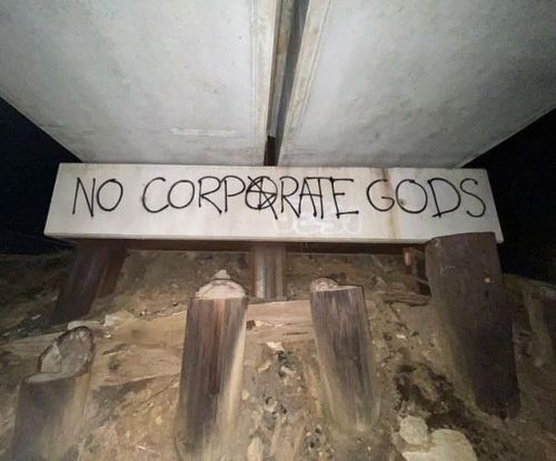 “No Corporate Gods” Seen in St. Louis, Missouri