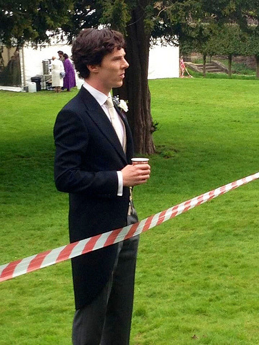 adorable-bc-pictures: Behind-the-scenes of John’s wedding where Sherlock saw himself on the ot