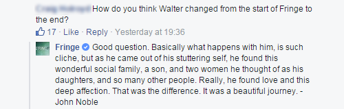 Highlights from John Noble’s Facebook Q&A