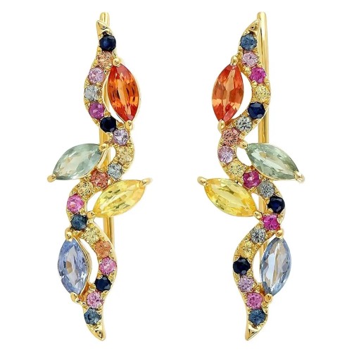 Fancy sapphire and gold ear climbers, Meghna Jewels, c. 2020 (at 1stdibs)