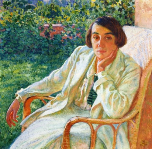 artist-rysselberghe: Elizabeth van Rysselberghe in a Cane Chair, 1916, Théo van RysselbergheMedium: 