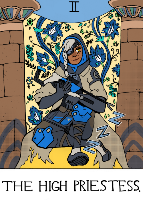 cappybara: overwatch tarot, pt. 4 Ana: The High Priestess. The revealing of hidden secrets, control 