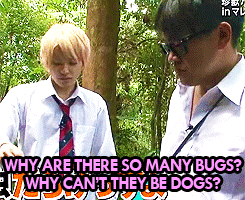 sgkaylee:  koboreta-hoshi:  Tegoshi and bugs.  MTE. why can’t they be dogs? lol.