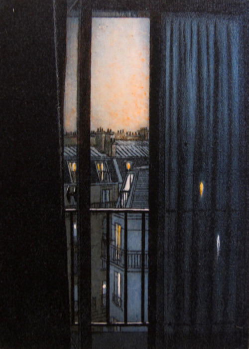 Le petit matin , Paris  -   Lynn ShalerAmerican, b.1955-Etching ,  4,2 x 6 cm 