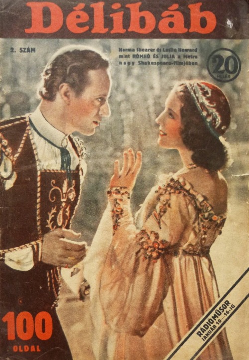 “Romeo and Juliet” on the cover of Hungarian magazine Délibáb, 1937