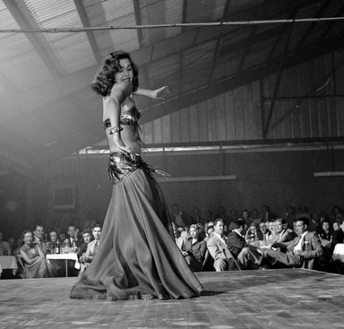 vintagegal:  Egyptian belly dancer and actress Samia Gamal opening In Dallas, 1952 