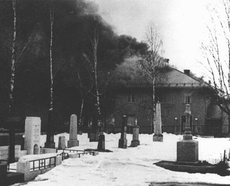 The Norwegian town of Elverum, near the Swedish border, burns after a German bombing mission (May 4r