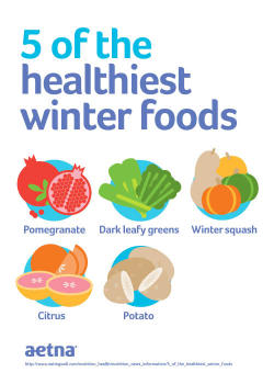 aetna:  Add pomegranate, citrus or one of these other healthy winter foods to your diet as the temperature begins to drop. Learn about other healthy eating tips here. 