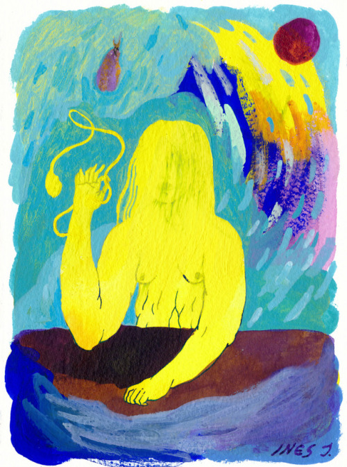 art-creature:reach into the wave + only i can tell / ink & acrylic gouache on paper