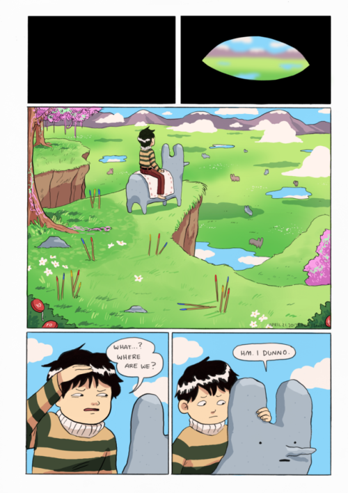 a comic about a boy and his pet rock for my final for my storytelling class! we had to do a comic se