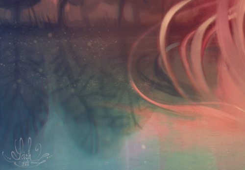 loish:  some details from my latest piece, since you really can’t see a lot of these in the smaller version i posted. used some image overlays on the water, from my personal photo collection (canadian lakes are gorgeous). prints of this now available