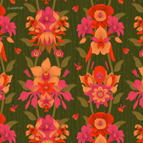 MYSTIC FLOWERS OF PARADISE  ✨My first repeat pattern in a while, and not about cookies for once! It’