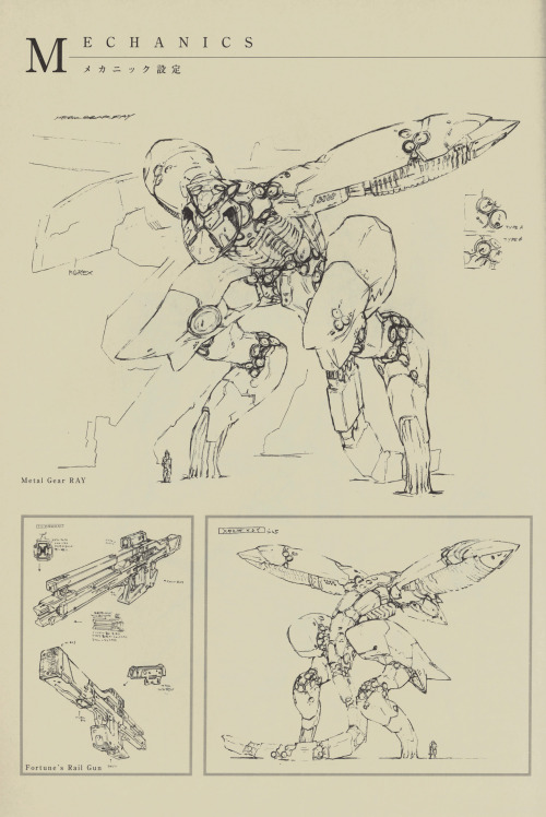 :  Metal Gear RAY concept art from “The Art of Metal Gear Solid 2” art book. 