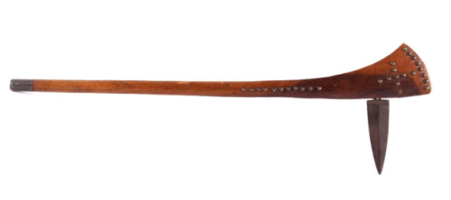 Native American spotoon blade gunstock war club, circa 1800.from North American Auction Co.