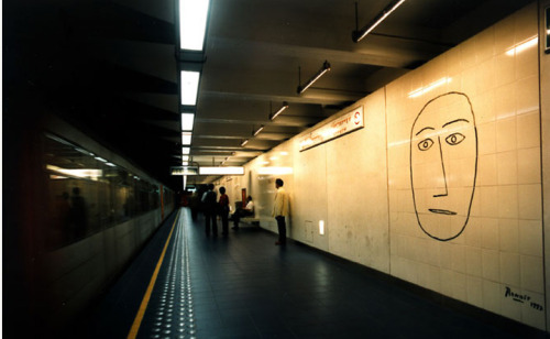 Art in the Metro, Station Maalbeek, Brussel *  -  Benoît van Innis  Belgian b. 1960-*a tear added to