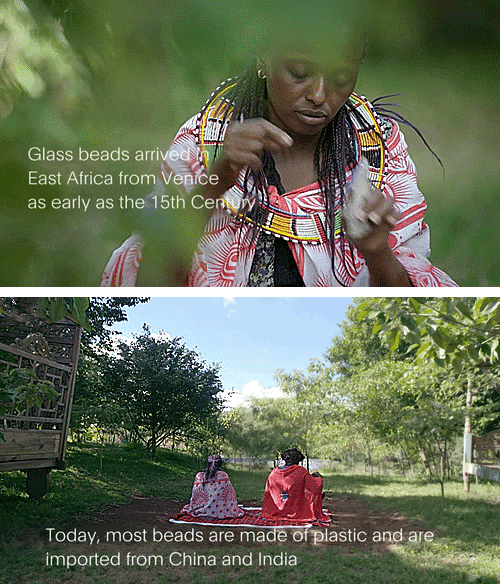 Handmade In AfricaJane Semanto, a master bead maker, crafts a traditional Maasai wedding necklaceLik