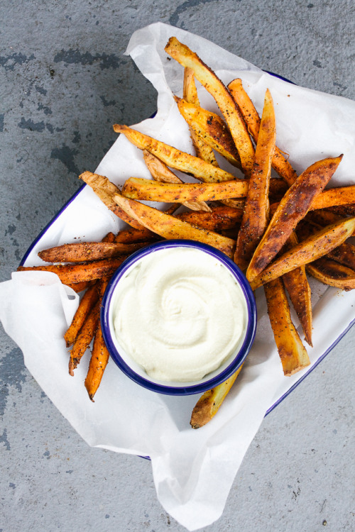 Harissa Yam Fries with Cashew Mayo!