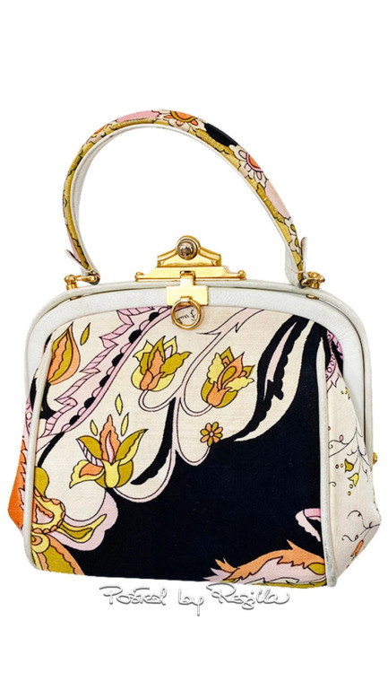 Regilla ⚜ 1960s Emilio Pucci Soft Pink Floral Printed Silk Top Handle Mini Bag