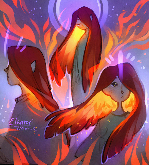 Colored The Sketch From A Few Days Ago, Im Actually Really Digging The Winged Hair? Shes A Fire Hawk