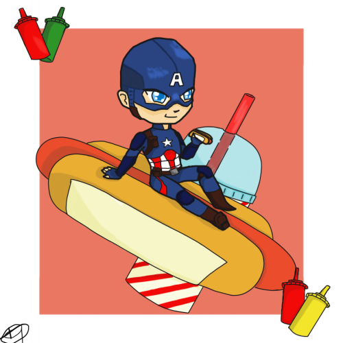 star-was-girl-marvel: Here some Captain and his Hotdog cause why not Twitter / Patreon 