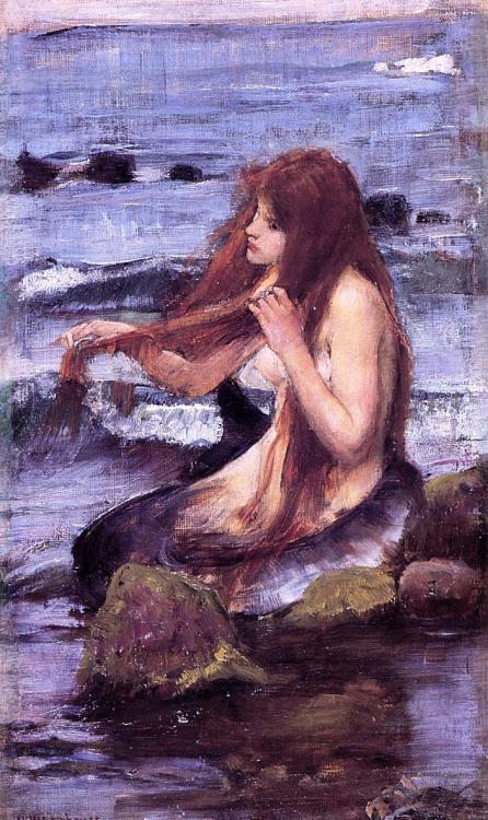 artist-waterhouse:Sketch for A Mermaid, 1892, John William WaterhouseMedium: oil,canvas