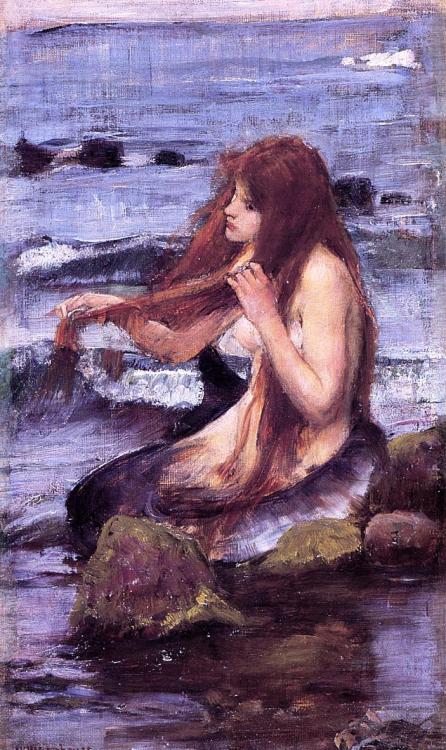 artist-waterhouse: Sketch for A Mermaid, 1892, John William WaterhouseMedium: oil,canvas