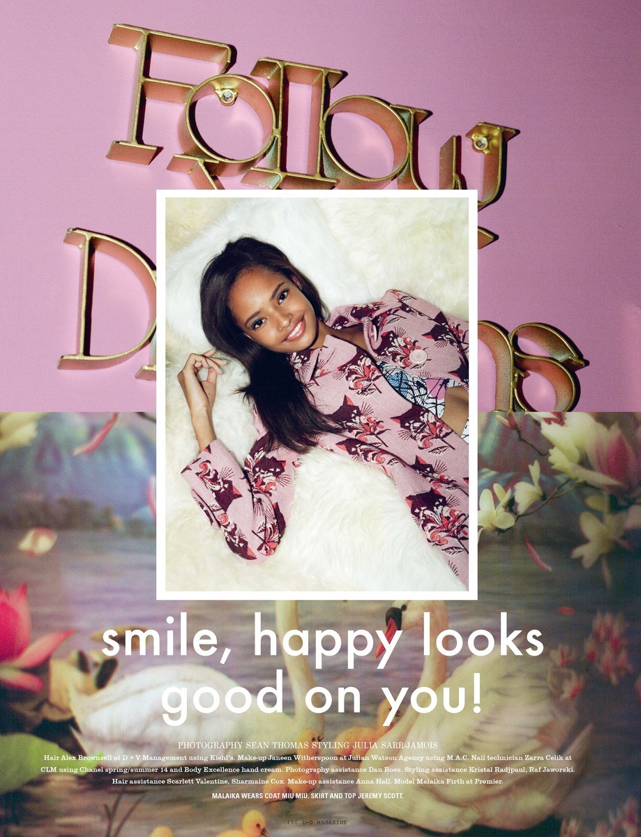 blackfashion:  Malaika Firth in “Smile, happy looks good on you!” photographed