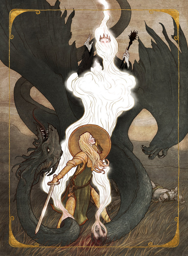 lady-feral:  lolamakes:  Eowyn and the Nazgul by bluefooted on Deviant Art  This