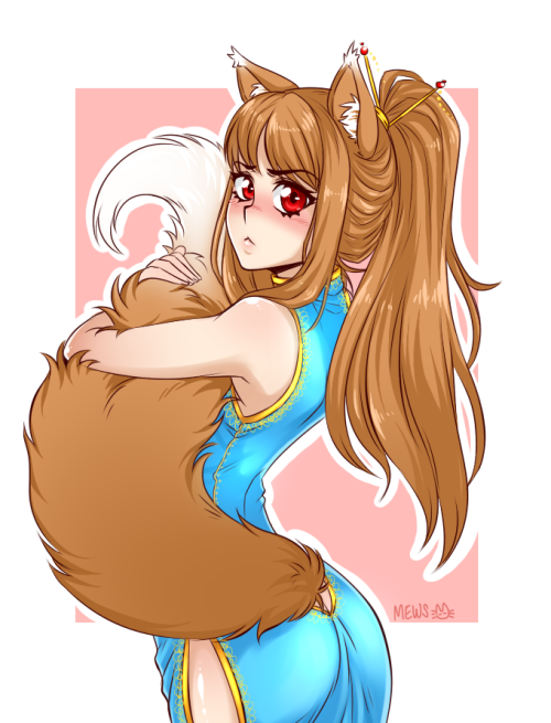 catgirlsdoingcatthings:  spewingmews:  A fluffy Holo sketch commission  THIS IS SO ADORABLE