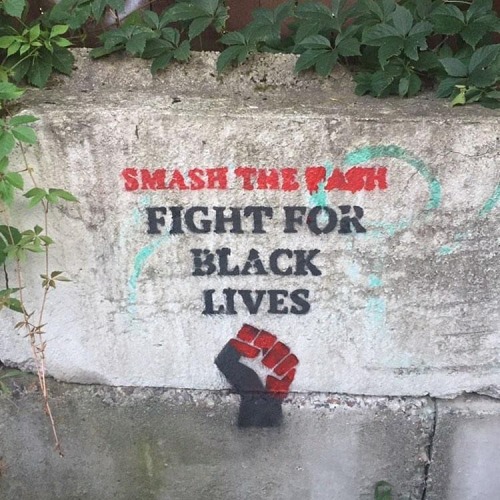 &ldquo;Smash the Fash. Fight for Black Lives&rdquo; Stencil seen in Burlington, Vermont