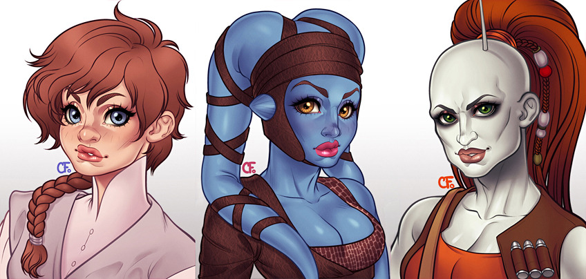 gunkiss:  15 Women of Star Wars In Order: Sia-Lan Wezz, Aayla Secura, Aurra Sing,