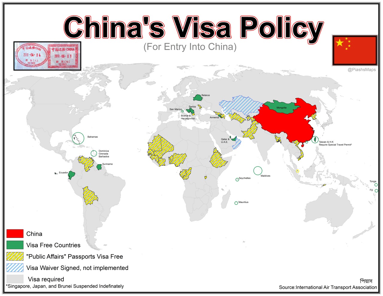 China s Visa Policy Maps On The Web