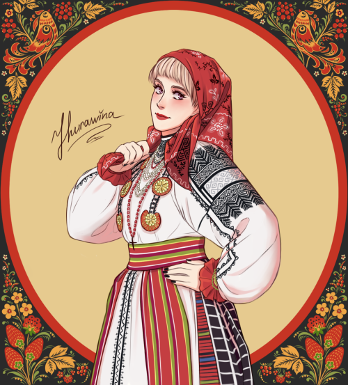 zhurawina: In this post I decided to combine the whole series of my drawings with Russian folk paint