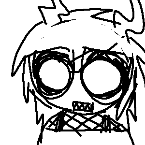 Eridan Ampora with emo hair wearing an off the shoulder t-shirt and a fishnet shirt.