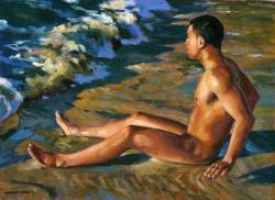 enchantemoimerlin: Douglas Simonson  Boy in Shorebreak, 2012 