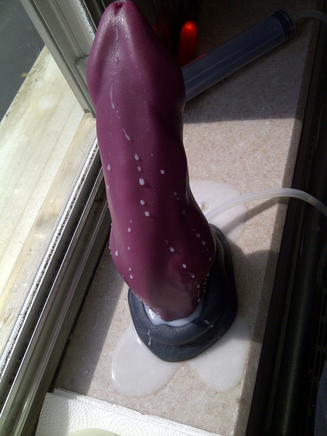 queeroqueso:  Decided to try out his tube with the cumlube. 