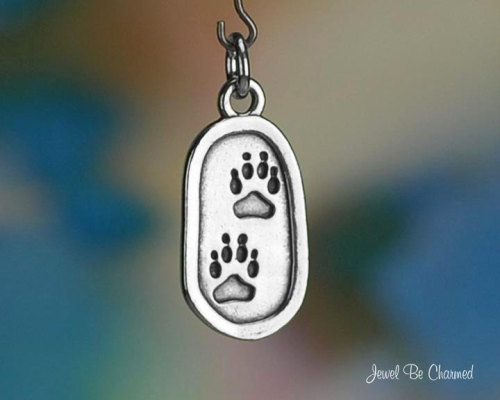 Pawprints Charm Sterling Silver Two Paw Prints Dog Cat Oval Solid .925 Cat-sessorize!