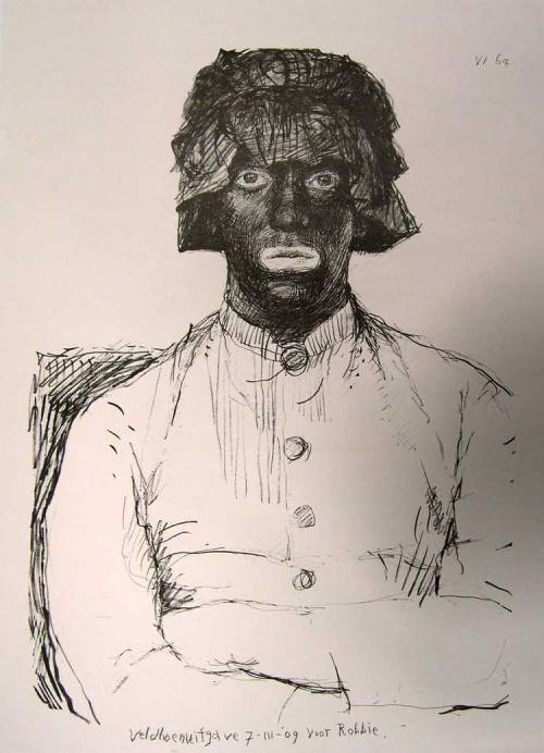 Portrait of Robert Jasper Grootveld *   -    Aat Veldhoen, c.1964Dutch, b.1934-Charcoal * in costume