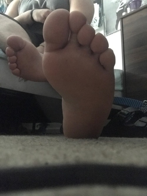 How does it feel to be under my big feet? On second thought, no talking. Just get to licking.