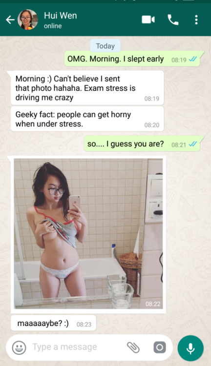 mohdidris7279: sg-sext-erotica: Stress from exams turns Hui Wen, nerdy and studious 18 year old JC g