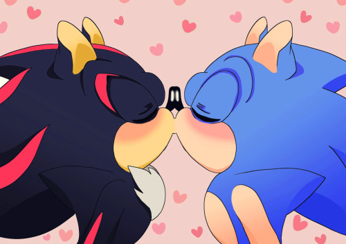 I came here for the gay hedgehogs — nyku7: Another sonadow draw of mine ~  Kissing