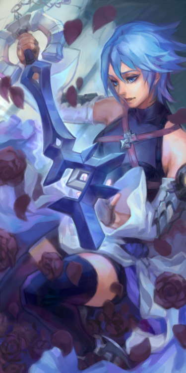  Finally completed an old idea to draw Aqua from Kingdom Hearts ^^ I love painting blue hair in digi