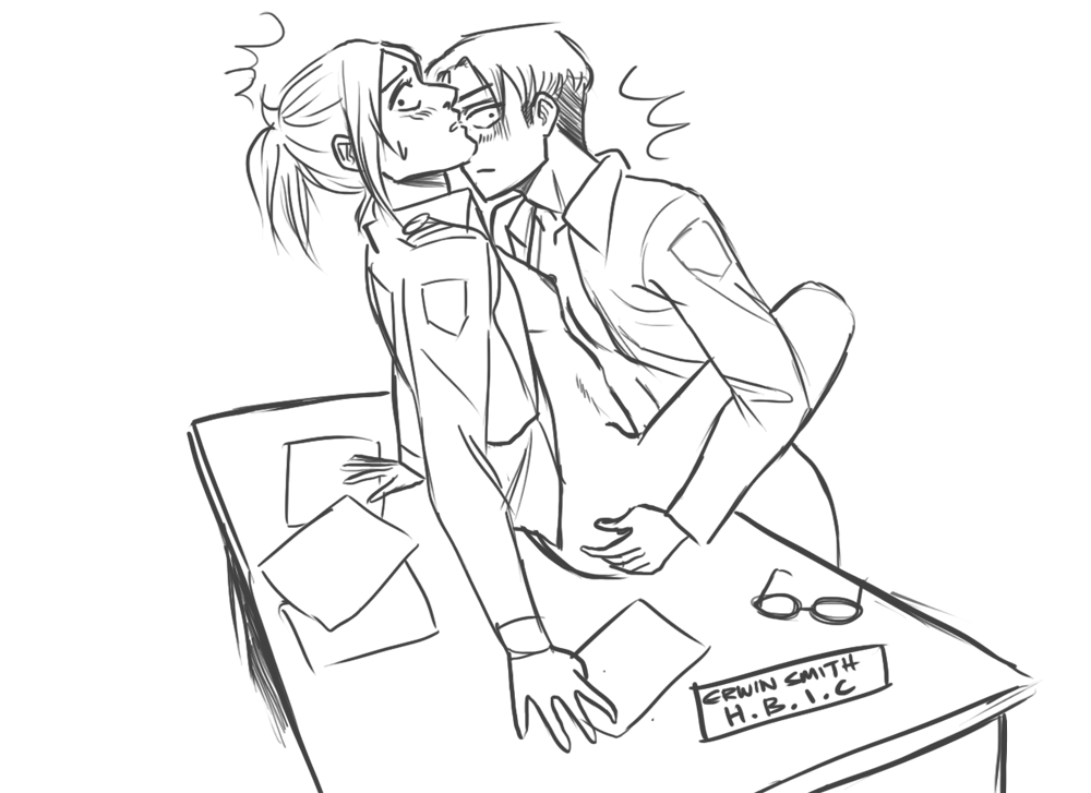 drinkyourfuckingmilk:  erwin had the desk burned also nice one Levi for covering
